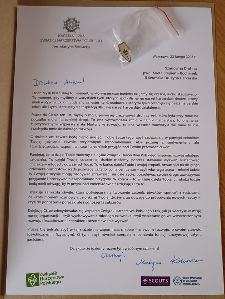 List Pochwalny Naczelniczk ZHP
